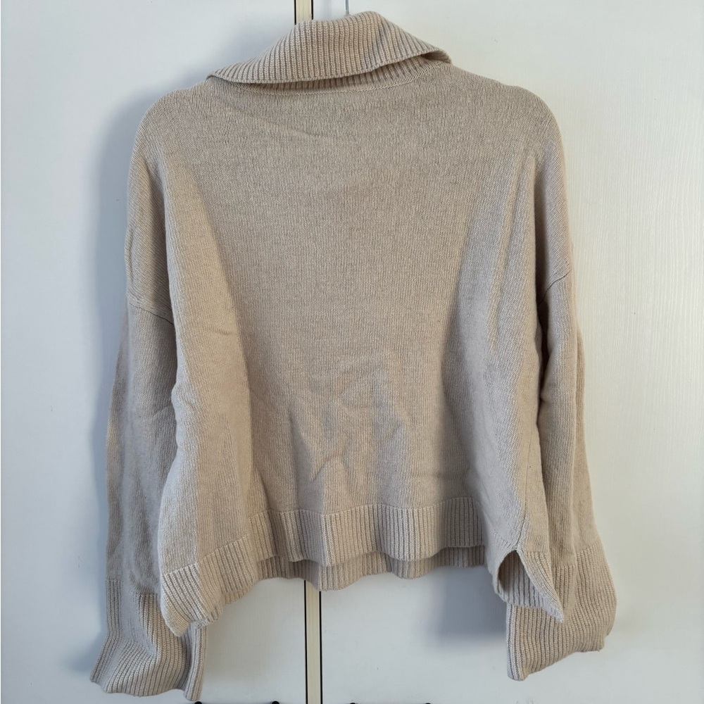 Contemporaine Simons Women's Cream Sweater Knit Wool Blend Colar Large Sleeves - Picture 4 of 9